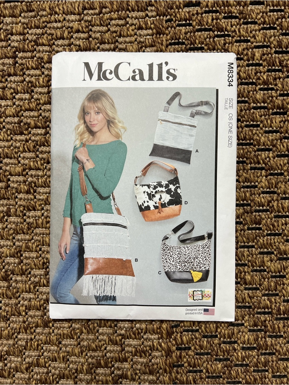 McCalls M8334 Bag Sewing Pattern Tote Crossbody Shoulder Bag DIY Purse Pattern